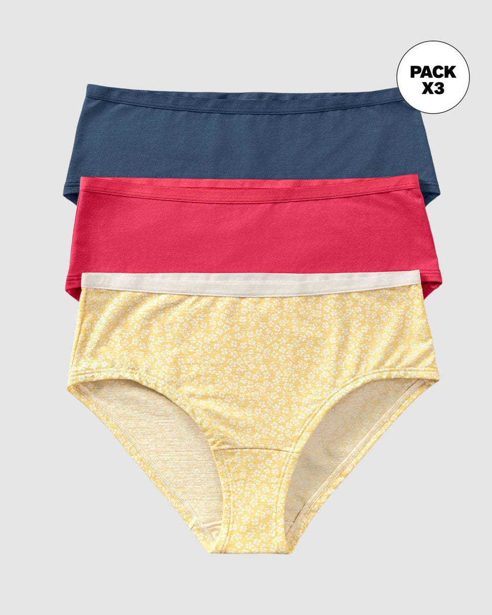 3 paia di slip a culotte in cotone