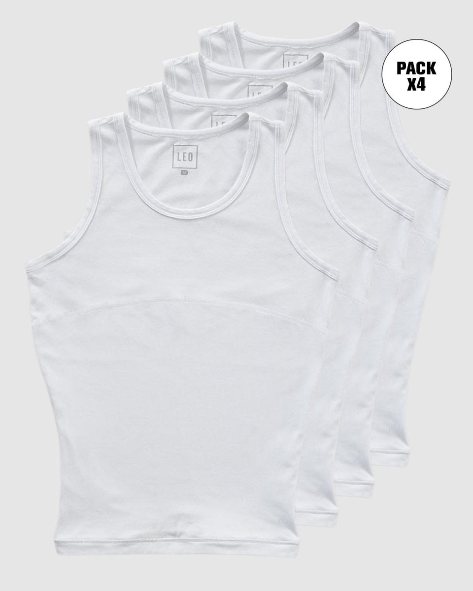 Paquete x 4 camisetas con compresión moderada en abdomen y zona lumbar en algodón elástico