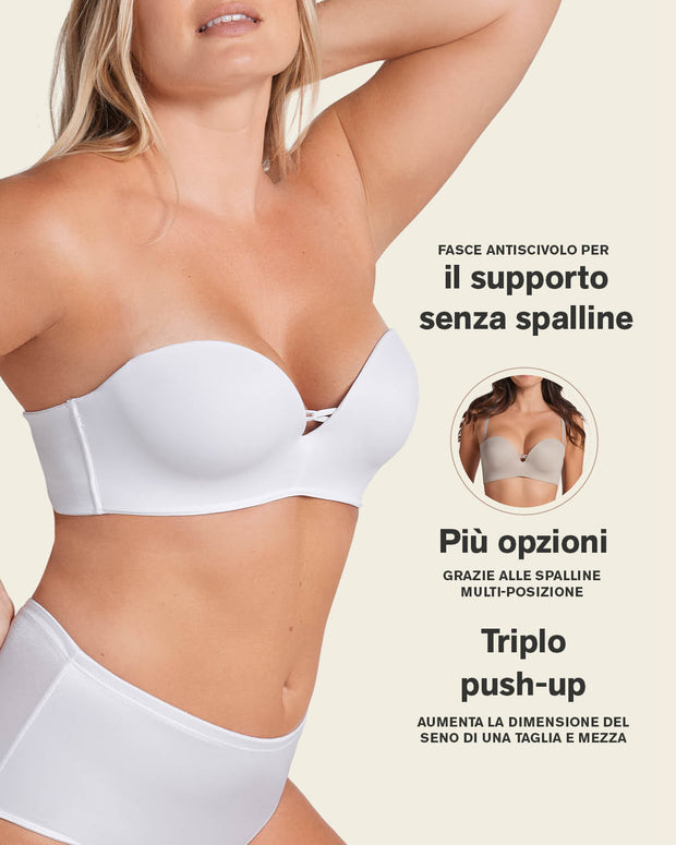 Sujetador wow de triple relleno ideal como sin tirantes#color_000-blanco