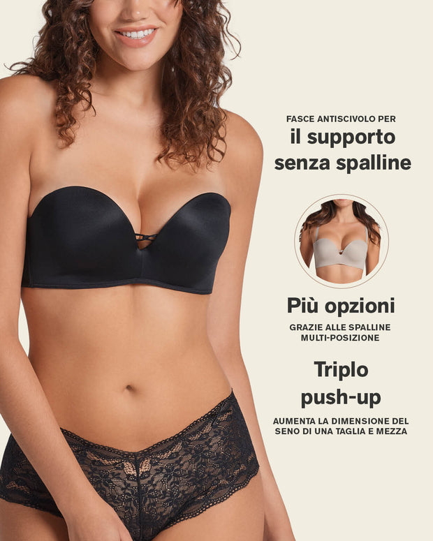 Sujetador wow de triple relleno ideal como sin tirantes#color_700-negro