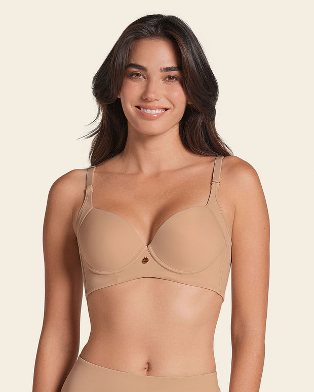 Sujetador de push up suave y cubrimiento alto en sisa y espalda Cover Bra#color_801-habano-claro