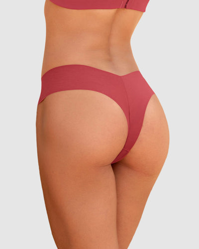 Braga tanga invisible ultraplana sin elásticos y de pocas costuras#color_391-rojo-coral