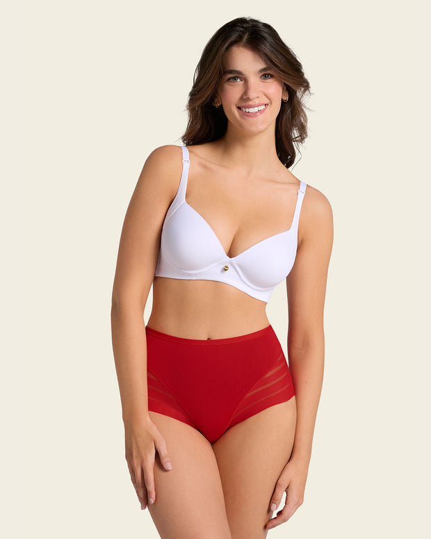 Braga faja clásica con control moderado de abdomen y bandas en tul#color_323-rojo