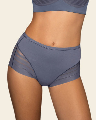 Slip contenitivo a vita alta con fasce in tulle
