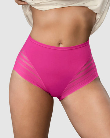 Braga faja clásica con control moderado de abdomen y bandas en tul#color_941-fucsia