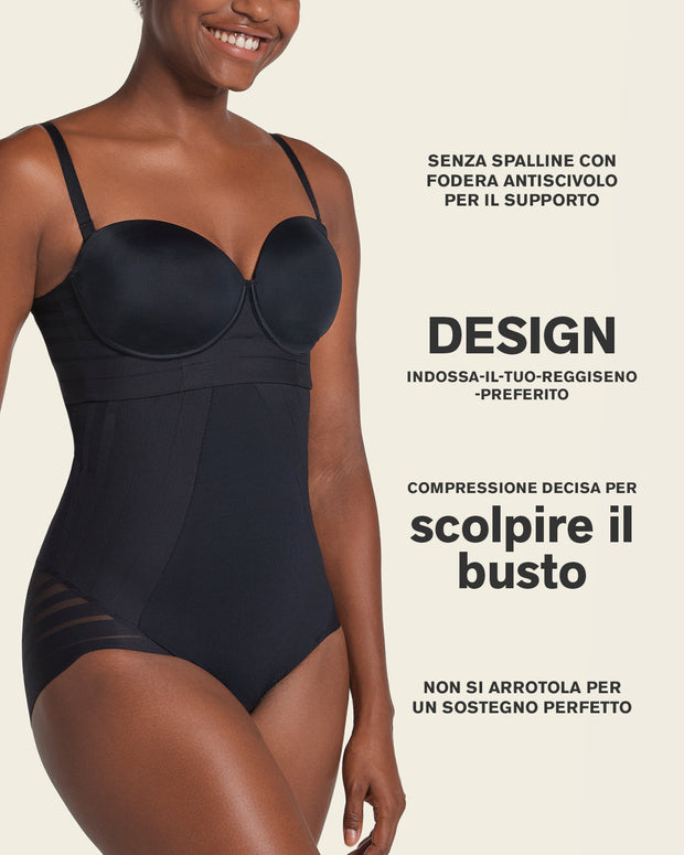 Braga faja pecho libre de control de abdomen invisible en piernas#color_700-negro