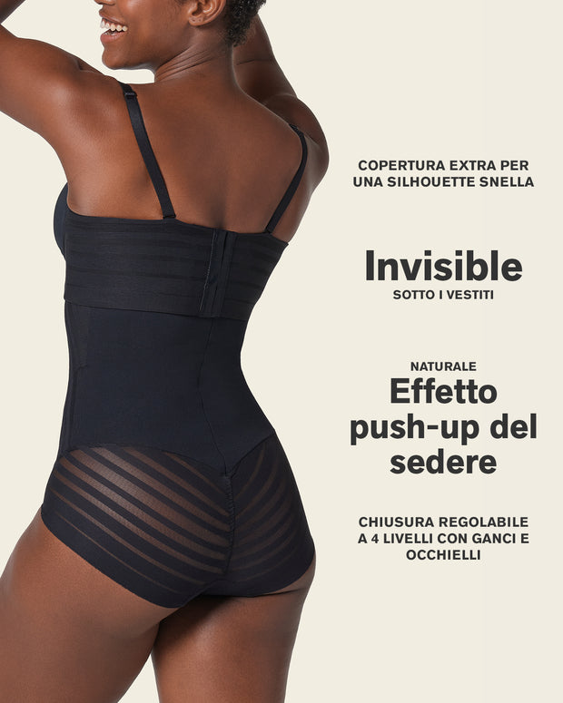 Braga faja pecho libre de control de abdomen invisible en piernas#color_700-negro