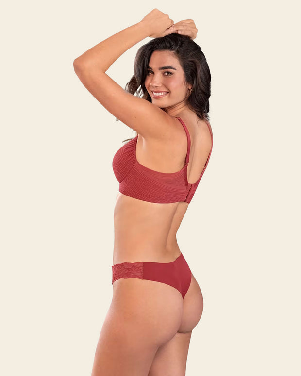 Tanga invisible con toques de encaje en cintura#color_391-rojo-coral