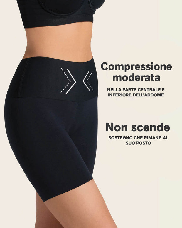 Short de control moderado aspecto invisible con fajón antideslizante#color_700-negro
