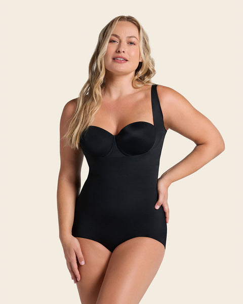 Body modellante con incrocio sulla schiena e rete effetto illusion – Popilush