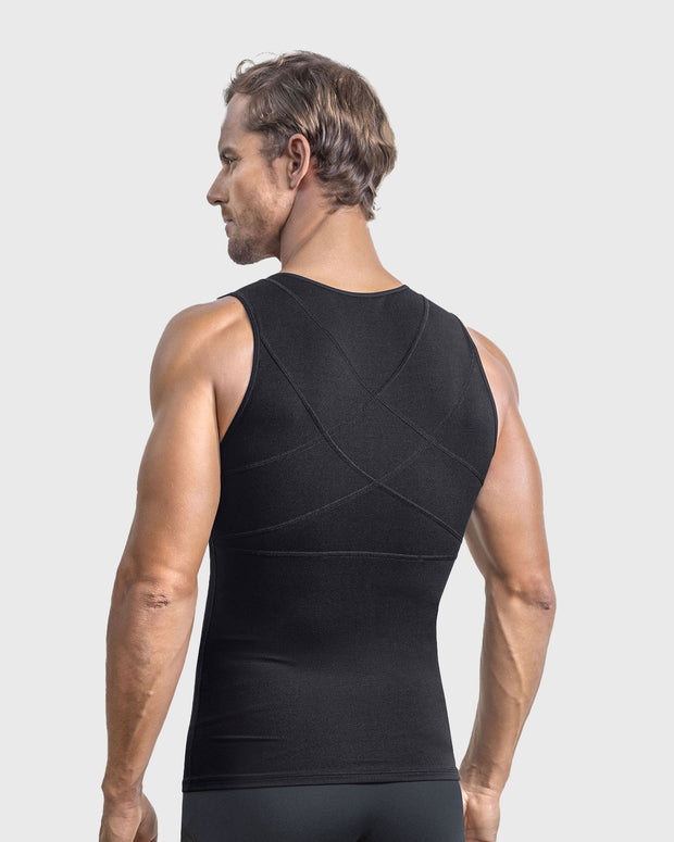 Chaleco de compresión con doble capa de tela en abdomen y espalda#color_700-negro