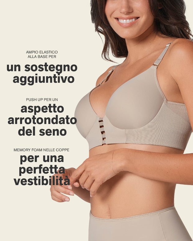 Sujetador memory bustier triangular de push-up alto y buen cubrimiento#color_802-habano-claro