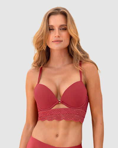 Sujetador doble push up con escote profundo en espalda sexy back#color_391-rojo-coral