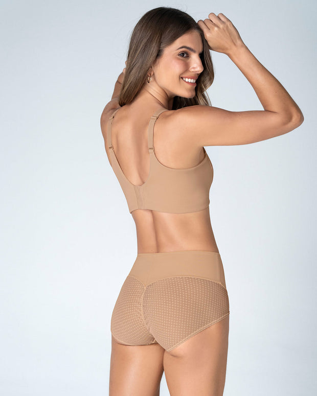 Braga clásica de control fuerte en abdomen, glúteos en tul#color_801-habano-medio