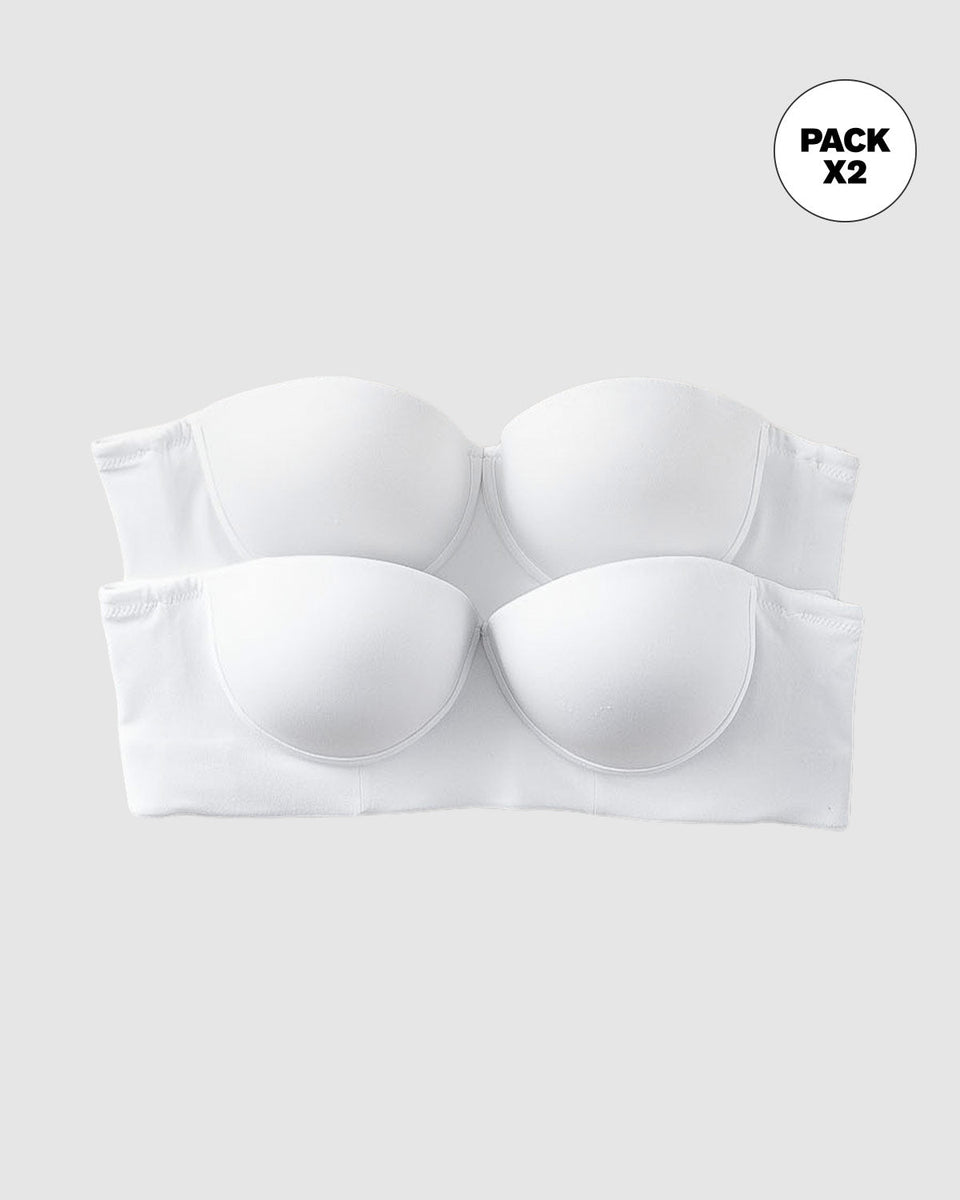 Paquete x 2 sujetadores sin tirantes Bustier 360° de perfección