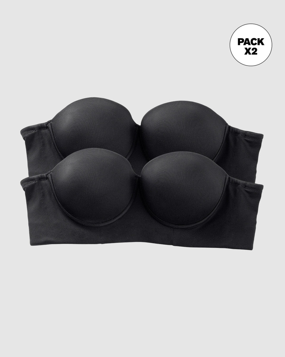 Paquete x 2 sujetadores sin tirantes Bustier 360° de perfección