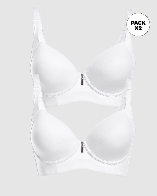 Paquete x 2 sujetadores de push up suave y buen cubrimiento en sisa y espalda Cover Bra#color_000-blanco