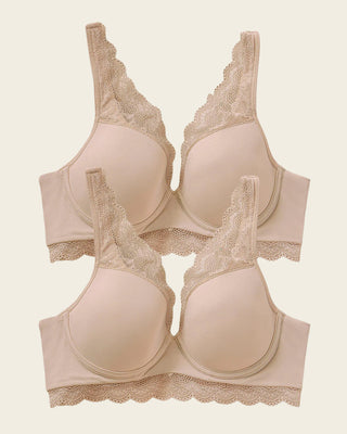Paquete x 2 sujetadores de buen cubrimiento: Deep Coverage Bra#color_802-habano-claro