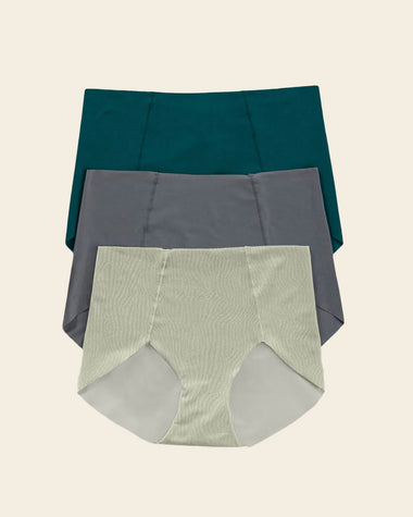 Paquete de 3 bragas en tela ultrafinas#color_s27-verde-claro-estampado-verde-gris