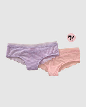 Paquete de 2 braguitas tipo culotte en encaje y blonda#color_s43-rosado-lila