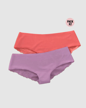 Paquete x 2 panties cacheteros descaderados con encaje#color_s41-coral-morado
