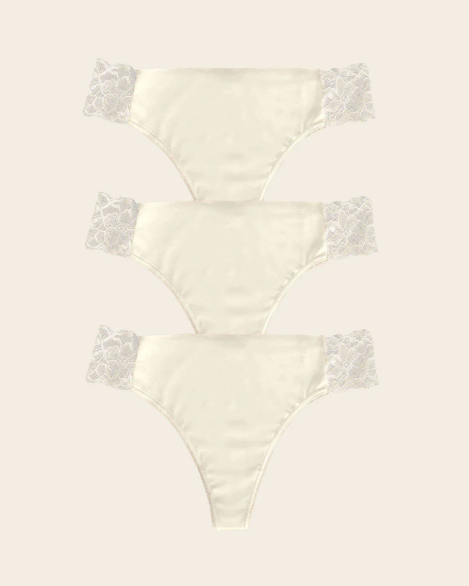 Paquete x 3 tangas invisibles con toques de encaje en laterales