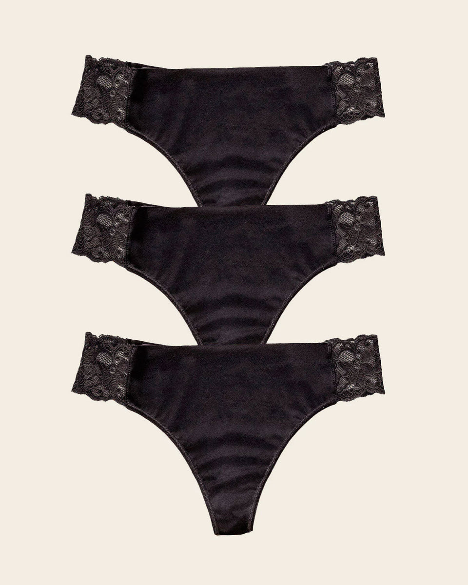 Paquete x 3 tangas invisibles con toques de encaje en laterales