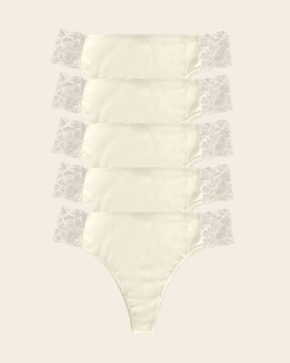 Paquete x 5 tangas invisibles con toques de encaje en laterales