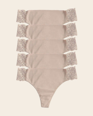 Paquete x 5 tangas invisibles con toques de encaje en laterales#color_802-habano-claro
