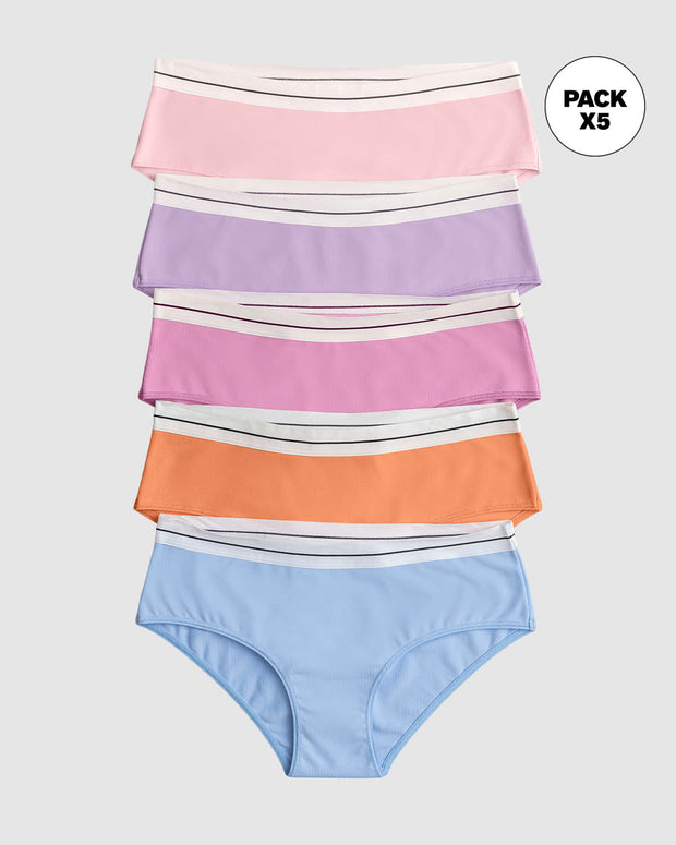 Paquete x 5 bragas estilo culotte#color_s10-naranja-rosa-medio-rosado-azul-lila