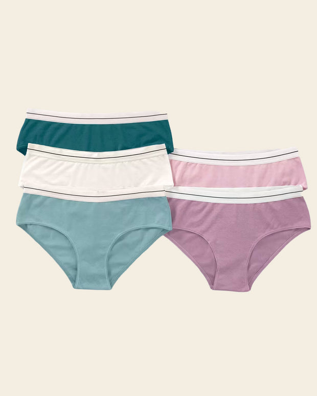 Paquete x 5 bragas estilo culotte#color_s14-verde-verde-medio-morado-rosa-marfil