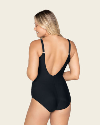 Costume da bagno da donna con controllo della pancia Push Up Pad Beachwear Stampa a vita alta Costumi da bagno di un pezzo, Rosso, 52