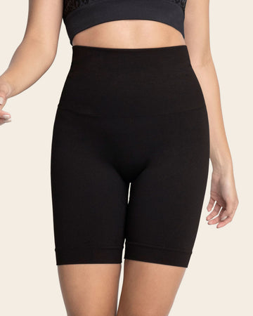 Short ciclista sin costuras con control suave de abdomen#color_700-negro