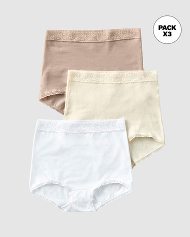 3 confortables bragas clásicas ajuste y cubrimiento total#color_984-beige-blanco-marfil