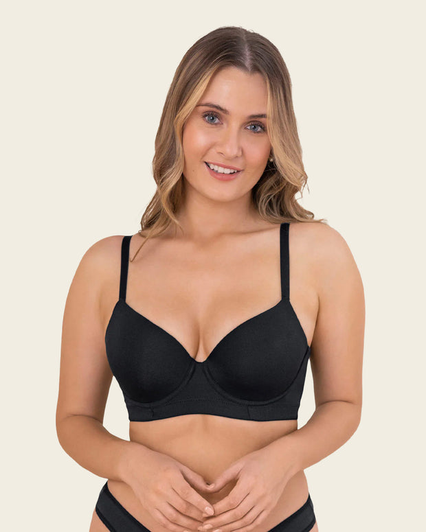 Sujetador triangular de push up medio y espalda ancha#color_700-negro