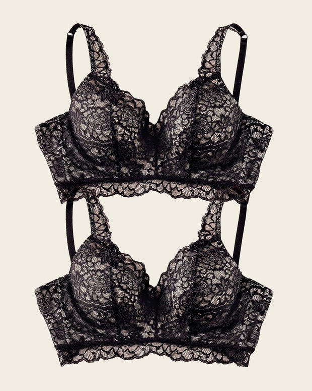 Paquete x 2 sujetadores en encaje ideales para pecho pesado Sexy Support#color_700-negro