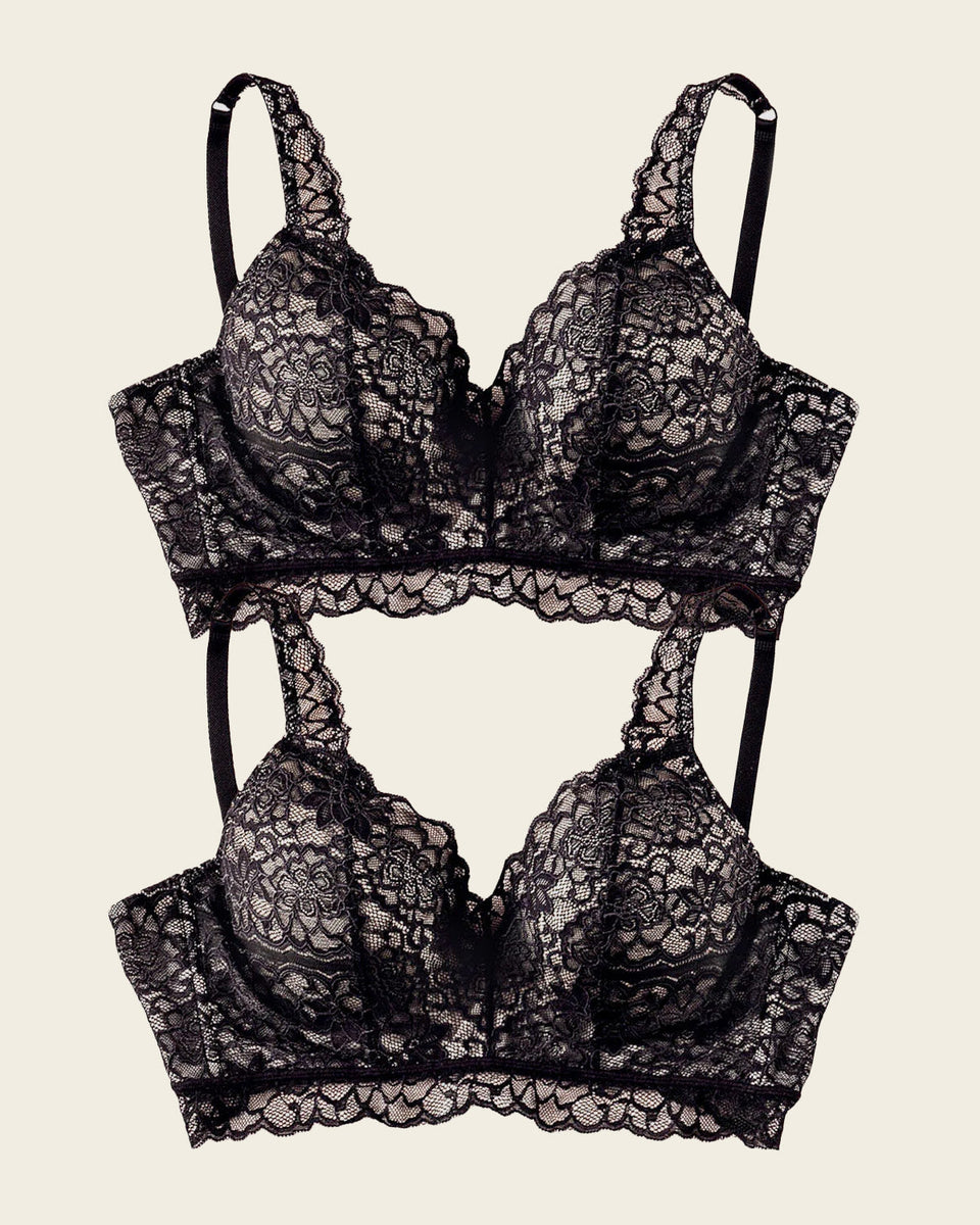 Paquete x 2 sujetadores en encaje ideales para pecho pesado Sexy Support
