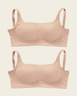 Paquete x 2 sujetadores sin aro ultracómodos de alto soporte y cubrimiento Everyday Bra#color_802-habano-claro