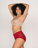 Braga faja clásica con control moderado de abdomen y bandas en tul#color_323-rojo