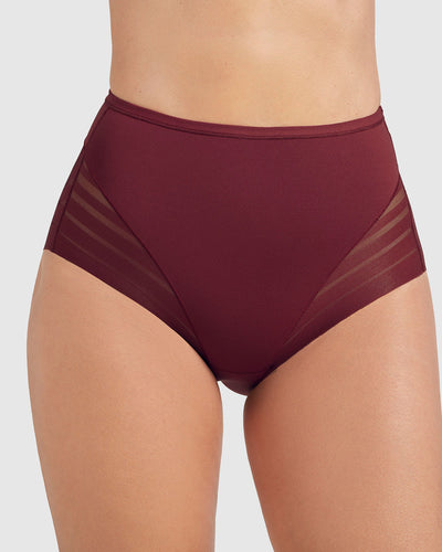 Braga faja clásica con control moderado de abdomen y bandas en tul#color_382-vino