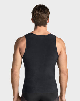Camiseta sin mangas de compresión fuerte ideal para uso diario en algodón elástico#color_700-negro